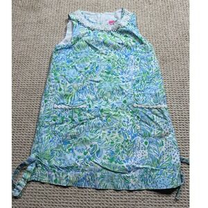 Lilly Pulitzer Little Lilly Classic Shift Dress Girls 8 Hydra Blue Dandy‎ Lions